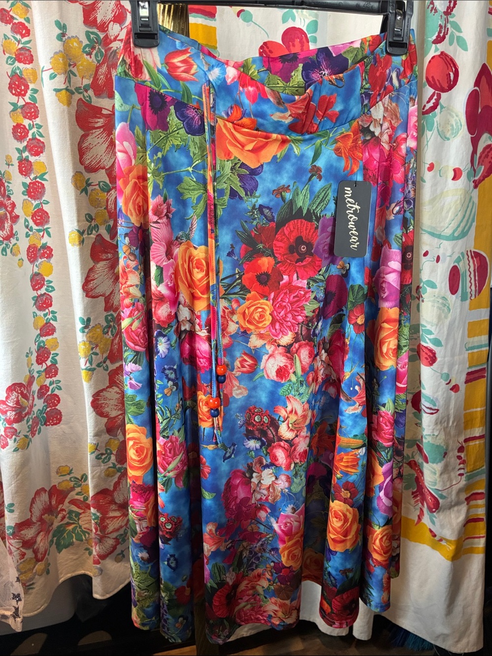 Matracean Blue Floral A-Line Maxi Skirt - Picture 2 of 4